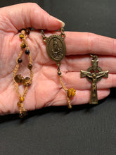 Load image into Gallery viewer, Acadian Brown Cotton Shuttle Tatted Rosary with  Tiger Eye Beads
